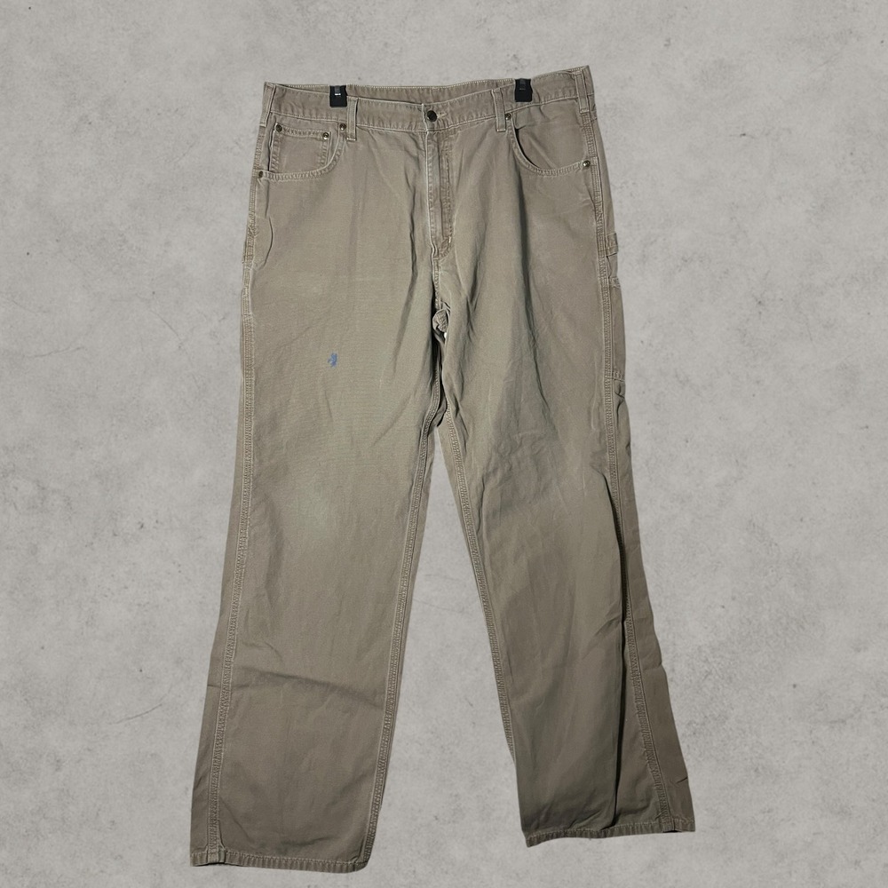 Carhartt Relaxed Fit Carpenter Pants Mens 38x30 Tan Khaki Cotton Canvas Workwear